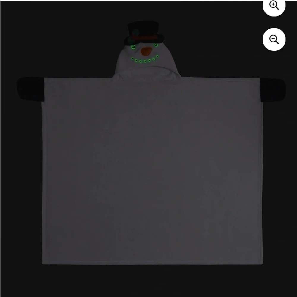Glow in the Dark Snowman Blanket Hooded NEW Christmas Frosty White